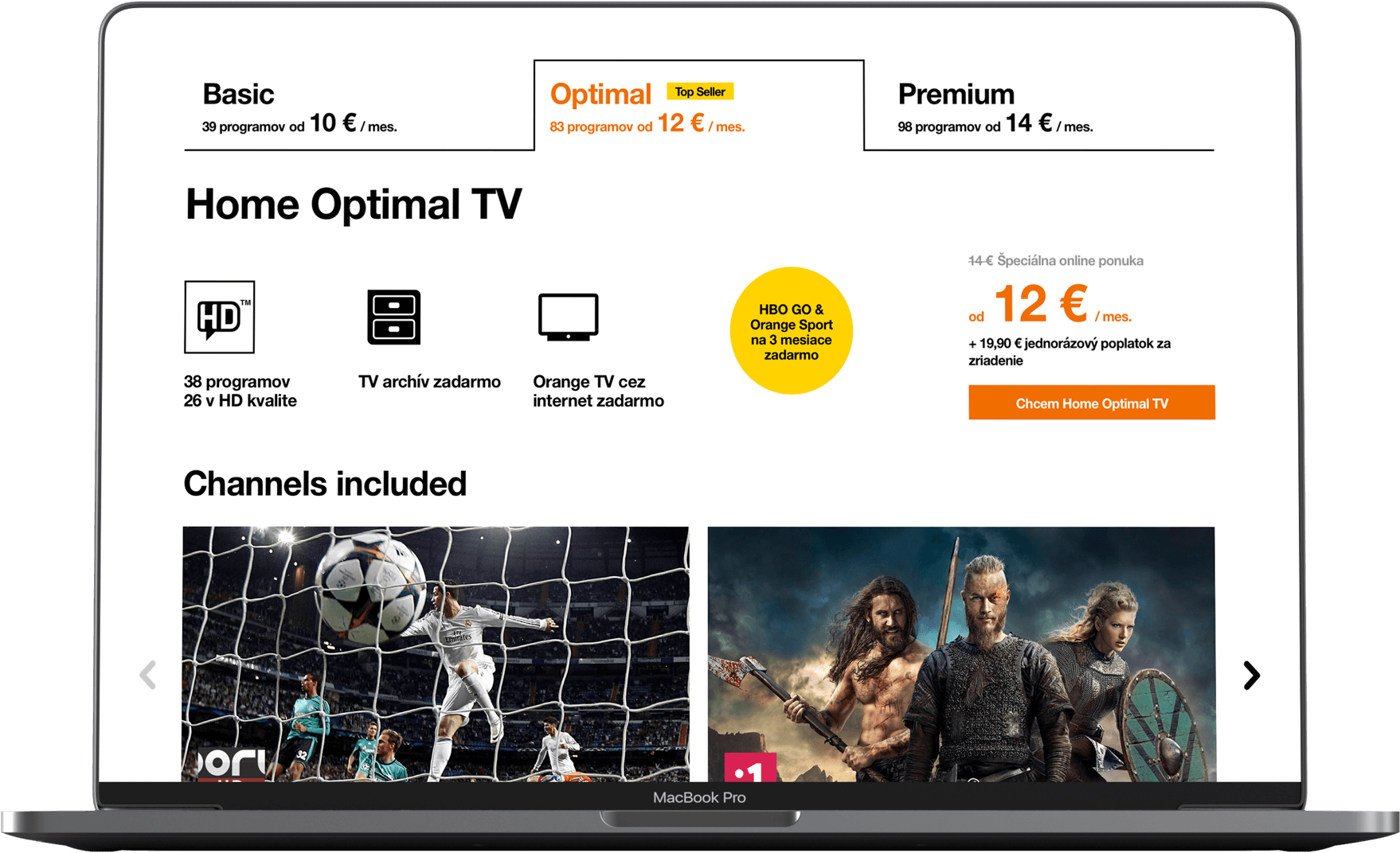 Orange TV domovská stránka